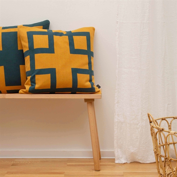 Square knitted cushion cover 50x50 Honey Petrol